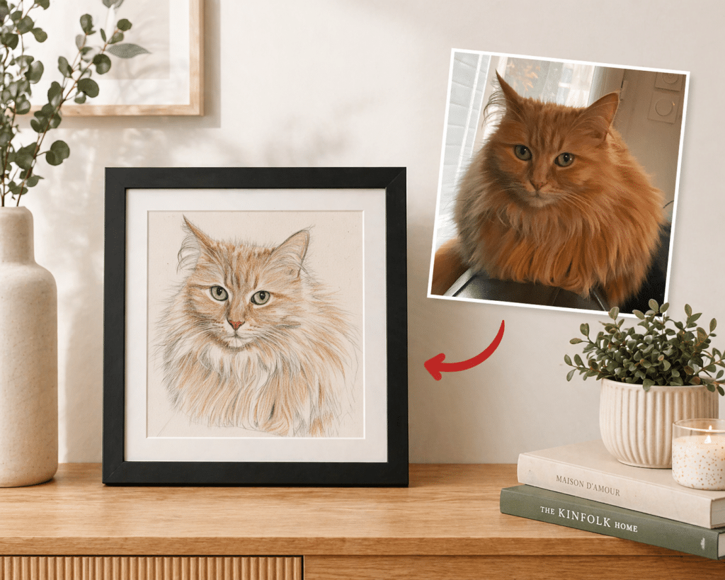Dessin d'un chat à partir d'une photo